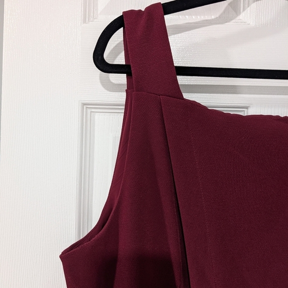 NWT NY&CO Eva Mendes Wine Red Sheath Midi Dress Square Neck Sleeveless Size 18+ - Picture 2 of 12